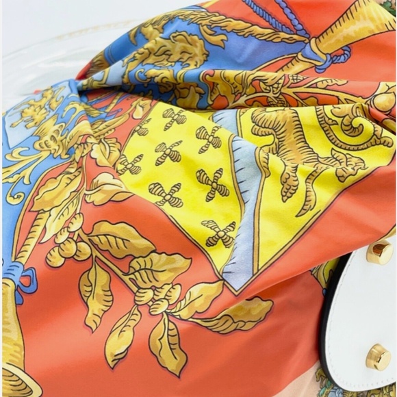 Versace *Rare* La Medusa Multicolor Scarf Woven Palm Tote w/ Crossbody Strap - Picture 6 of 16